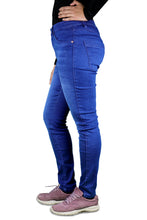 Load image into Gallery viewer, Women's All Season All Purpose Super Stretch Skinny-Fit Button Closure Denim Jeggings (Mid Blue)