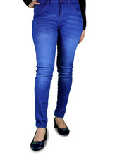 Load image into Gallery viewer, Women's All Season All Purpose Super Stretch Skinny-Fit Button Closure Denim Jeggings (Mid Blue)