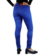 Load image into Gallery viewer, Women's All Season All Purpose Super Stretch Skinny-Fit Button Closure Denim Jeggings (Mid Blue)