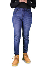 Load image into Gallery viewer, Women's All Season All Purpose Super Stretch Skinny-Fit Button Closure Denim Jeggings (Dark Blue)