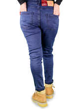 Load image into Gallery viewer, Women's All Season All Purpose Super Stretch Skinny-Fit Button Closure Denim Jeggings (Dark Blue)