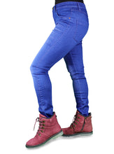 Load image into Gallery viewer, Women's All Season All Purpose Super Stretch Skinny-Fit Button Closure Denim Jeggings (Royal Blue)