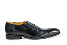 Load image into Gallery viewer, MEN'S GENUINE LEATHER BLACK CAP TOE SHOES BY ENAAF #A20BLK