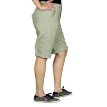 Load image into Gallery viewer, Womens Olive Green Stretched Bermuda Relaxed- fit Short Pants.