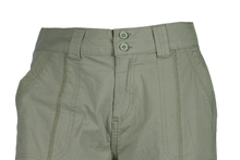 Load image into Gallery viewer, Womens Olive Green Stretched Bermuda Relaxed- fit Short Pants.
