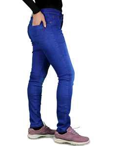 Women's All Season All Purpose Super Stretch Skinny-Fit Button Closure Denim Jeggings (Mid Blue)