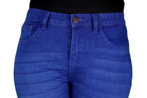 Women's All Season All Purpose Super Stretch Skinny-Fit Button Closure Denim Jeggings (Mid Blue)