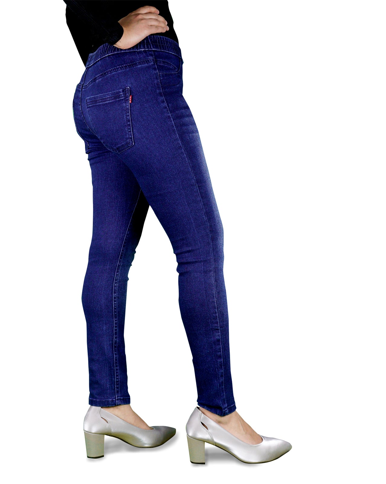 Women's Ripped Pull-On Stretch Denim Ankle Roll Jeggings with