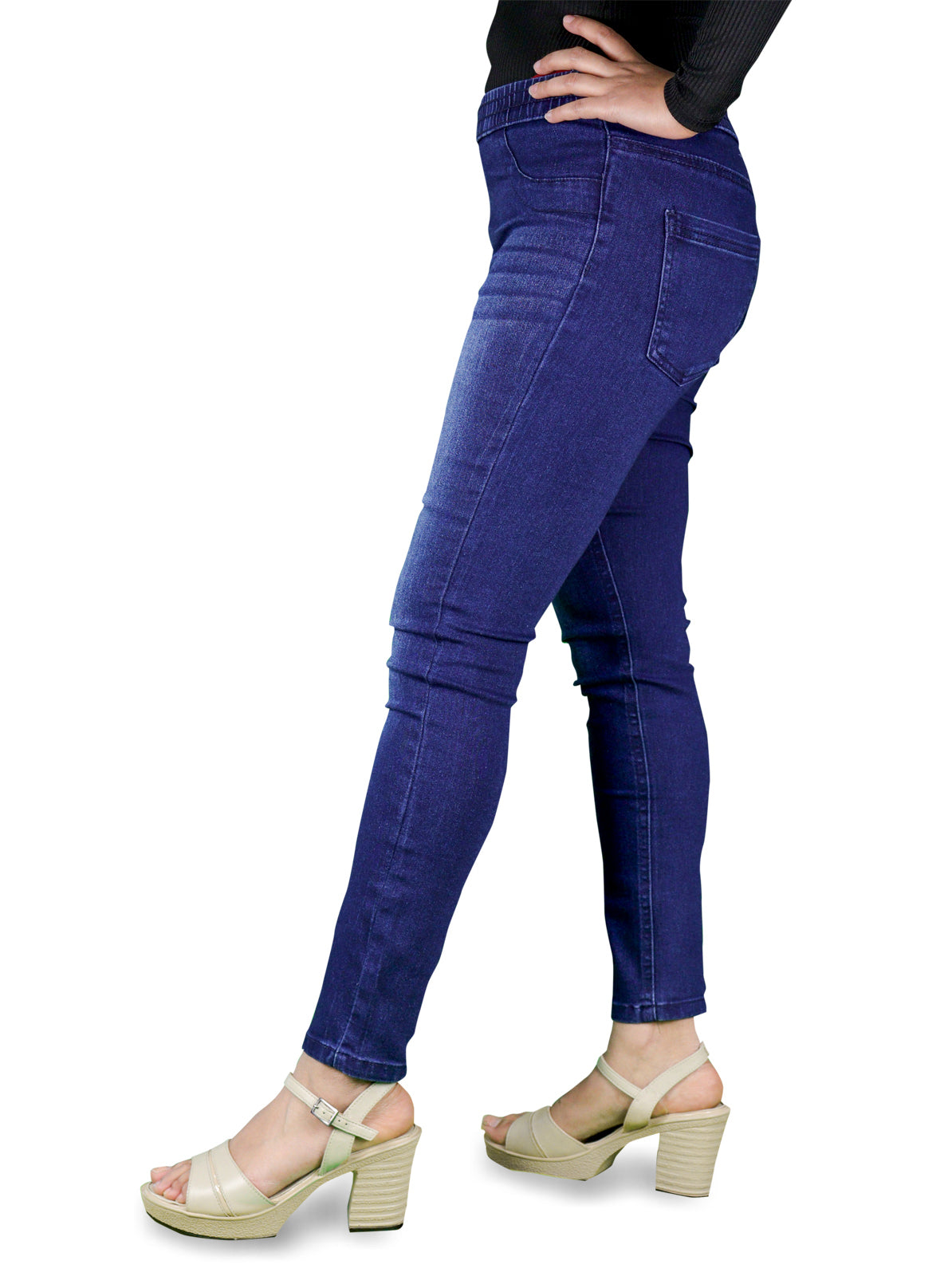 Women's Skinny Jean Elastic Waist Pull-On Jegging Denim Pants with
