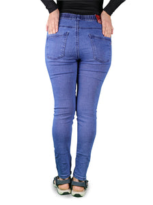 Women's Super Stretch Skinny Fit Pull-On Closure Denim Jeggings (Medium Blue)