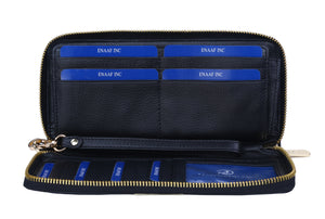 Black Genuine Leather Soft and Slim Wallet/Purse by ENAAF