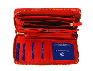 Red Genuine Leather Soft and Slim Wallet/Purse by ENAAF