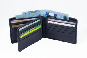 Dark Blue Genuine Leather Soft and Slim Wallet by ENAAF.