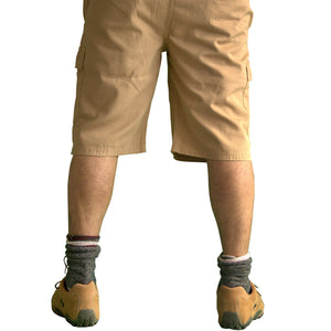 Men's Knee Touching Classic Cargo Short Pants (Khaki)