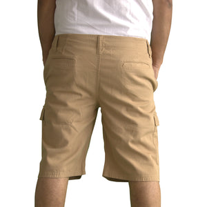 Men's Knee Touching Classic Cargo Short Pants (Khaki)