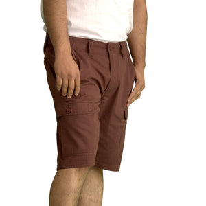 Men's Knee Touching Classic Cargo Short Pants (Brown)