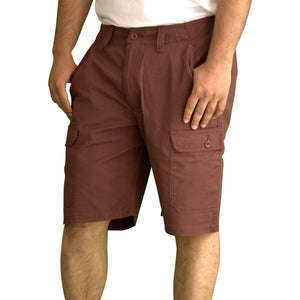 Men's Knee Touching Classic Cargo Short Pants (Brown)