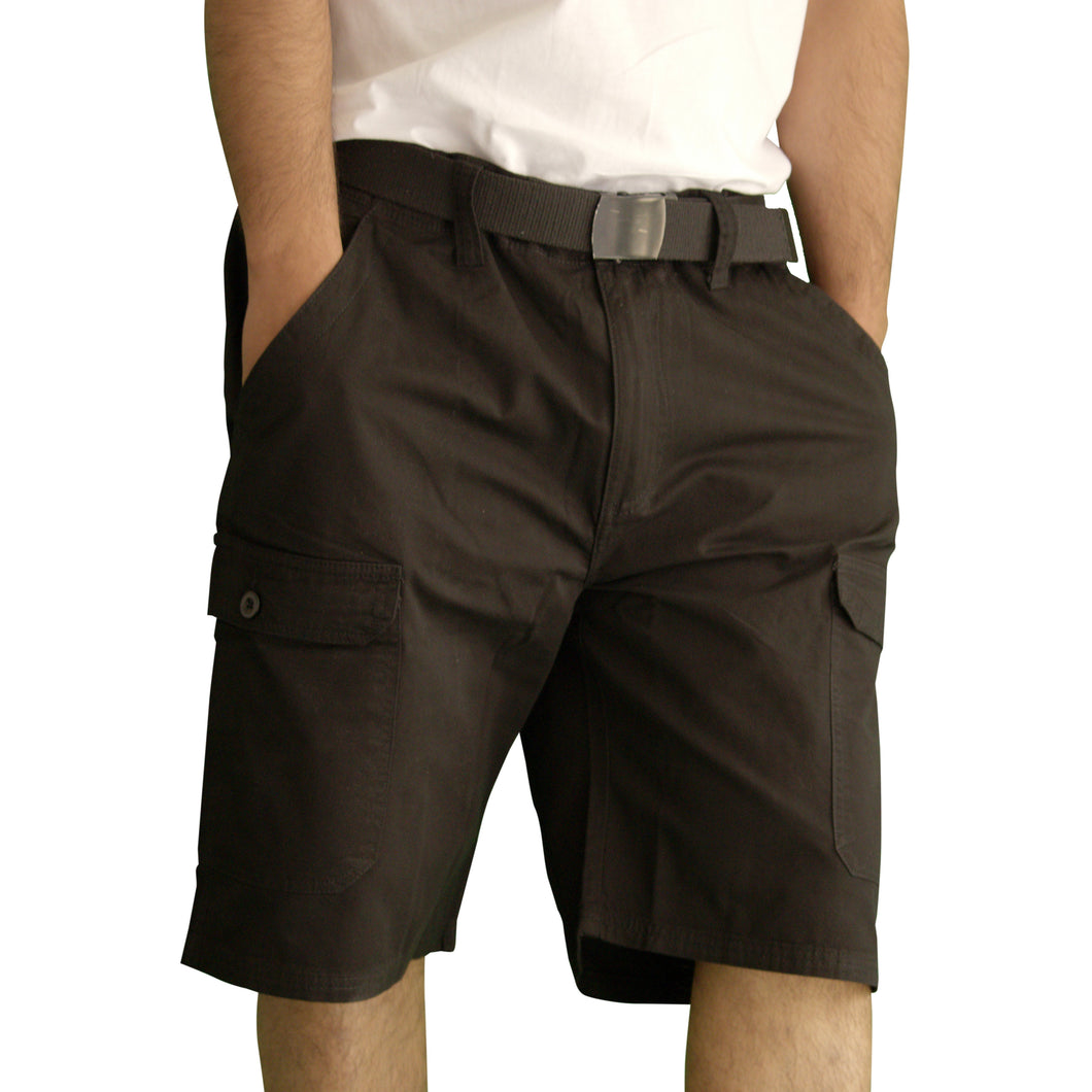 Men's Knee Touching Classic Cargo Short Pants (Black)