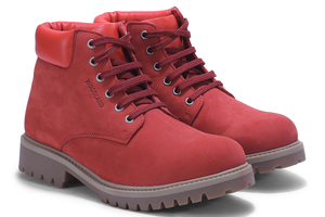 Women's Nubuck Leather Boots(#2249116_Port Red) – Woodland Canada