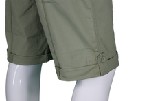 Load image into Gallery viewer, Womens Olive Green Stretched Bermuda Relaxed- fit Short Pants.
